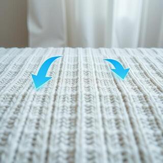 Airflow arrows over a knit cover in a humid room