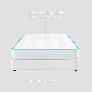 Edge rail reinforcement indicated on a mattress perimeter
