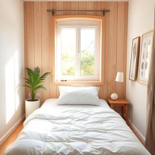 Cozy studio bedroom setup with contour pillow