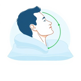Neck alignment illustration with contoured pillow