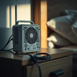 Small airflow and humidity sensor kit on a nightstand