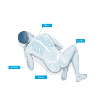 Back posture with neutral chin and level pelvis